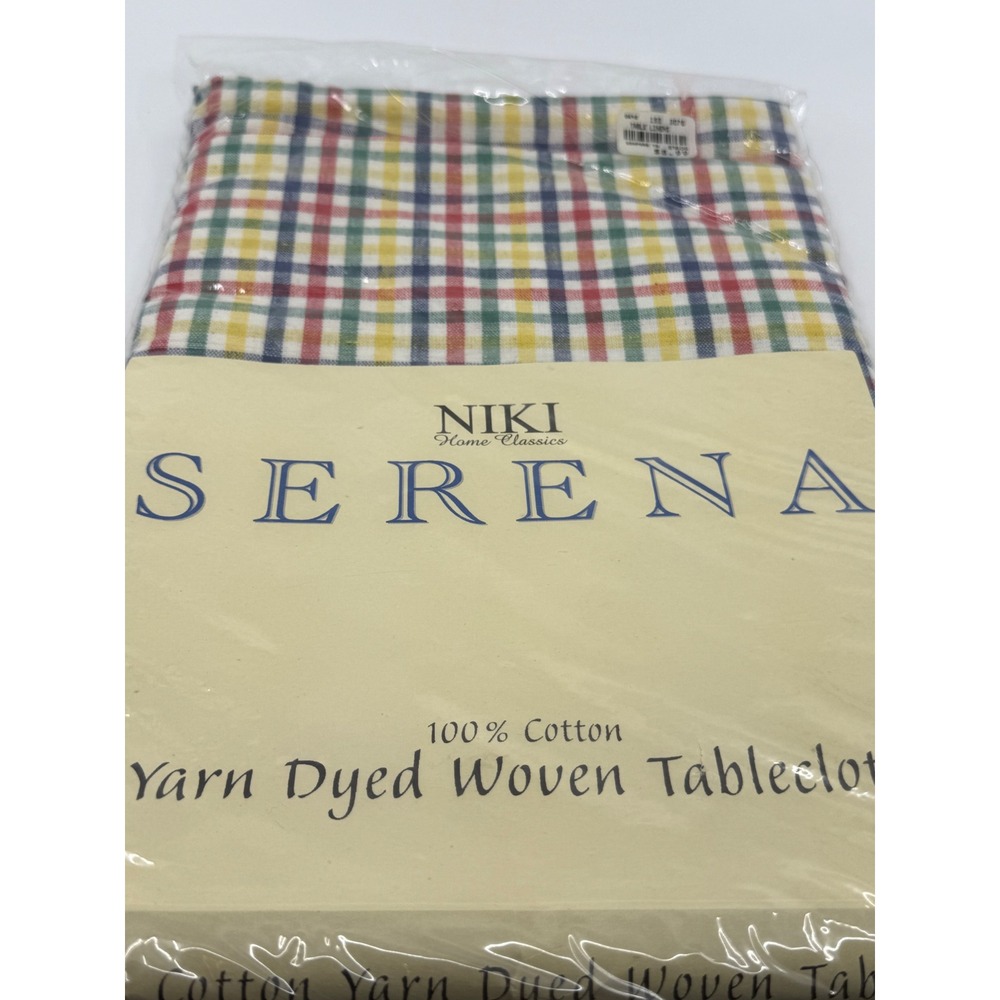 Niki Serena Bistro Check Tablecloth 60 Round Cotton Multicolor Yarn Dyed Woven